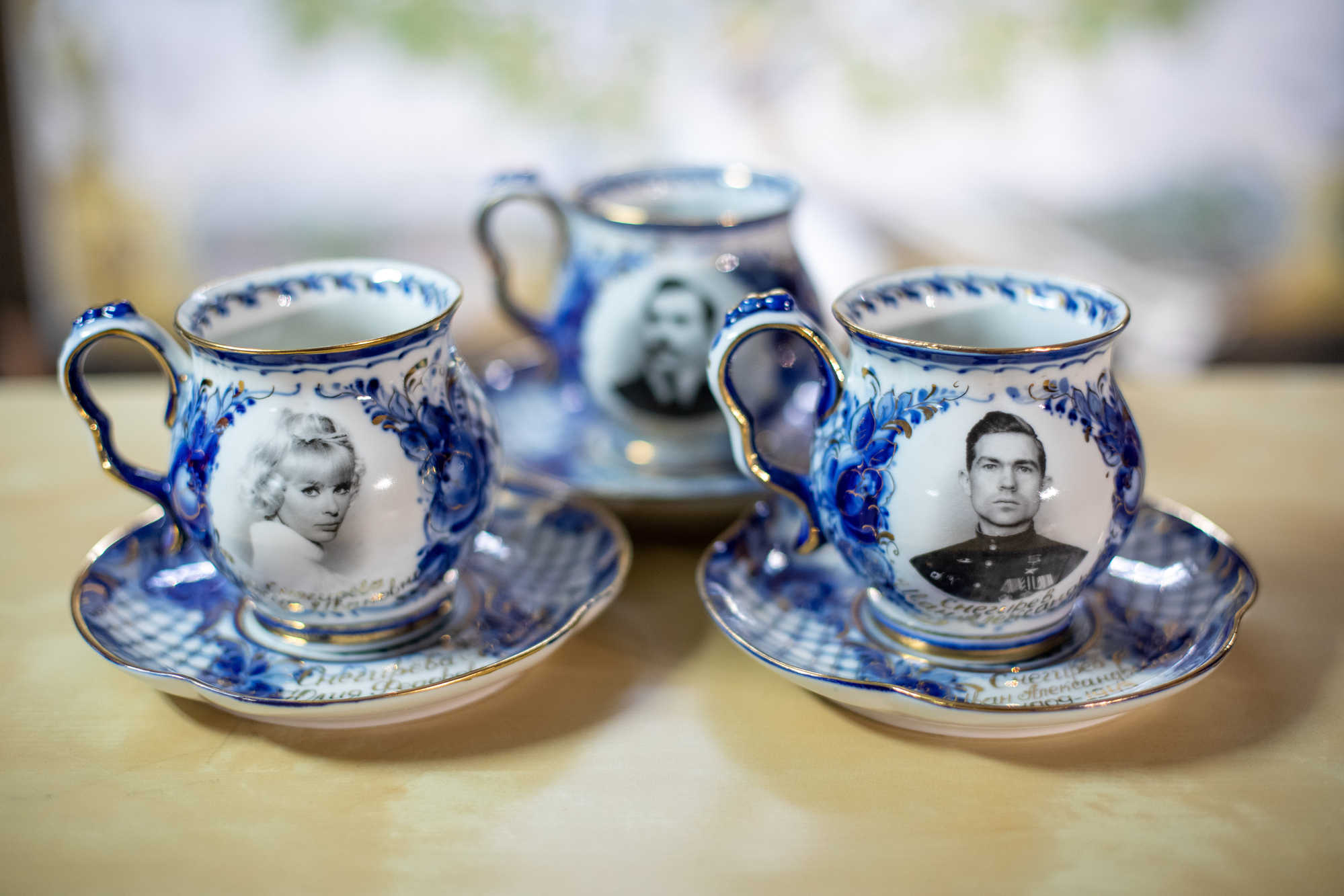Чайный набор гжель с семейными фото